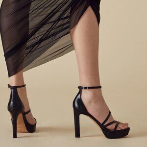 INEZ Bianca in Black Capretto Platform Heel Sandal Size 9